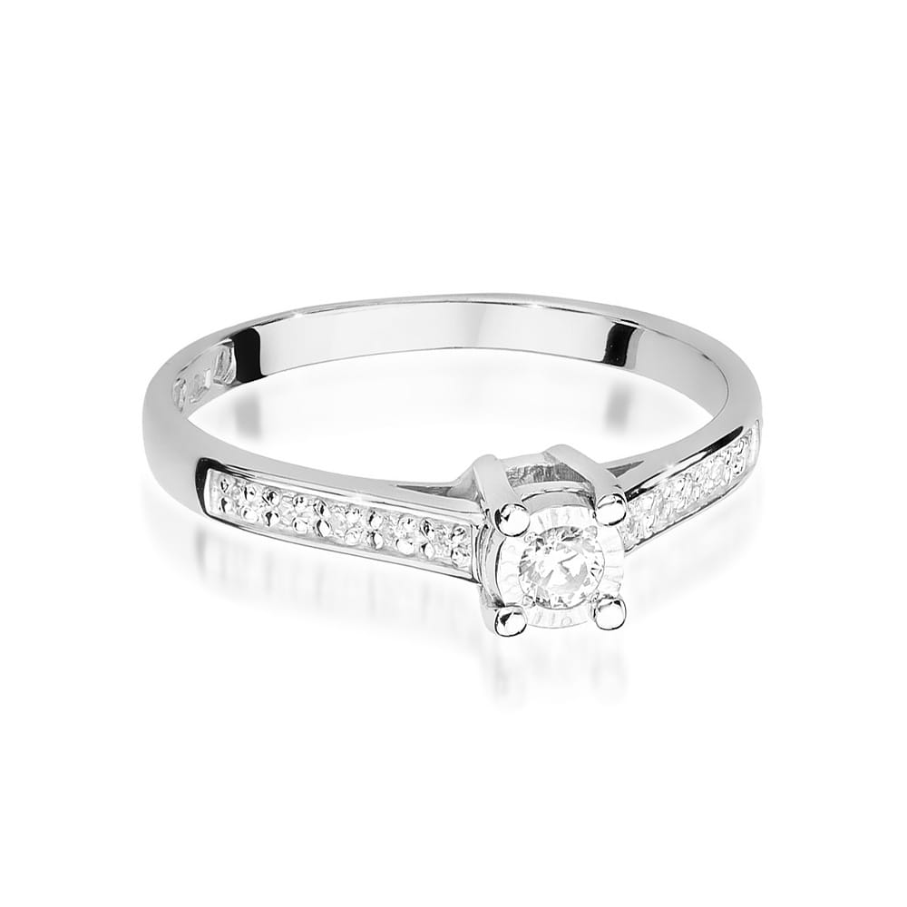 W474 Diamantový prsteň 0.08ct biele zlato Au 585/1000 - 1