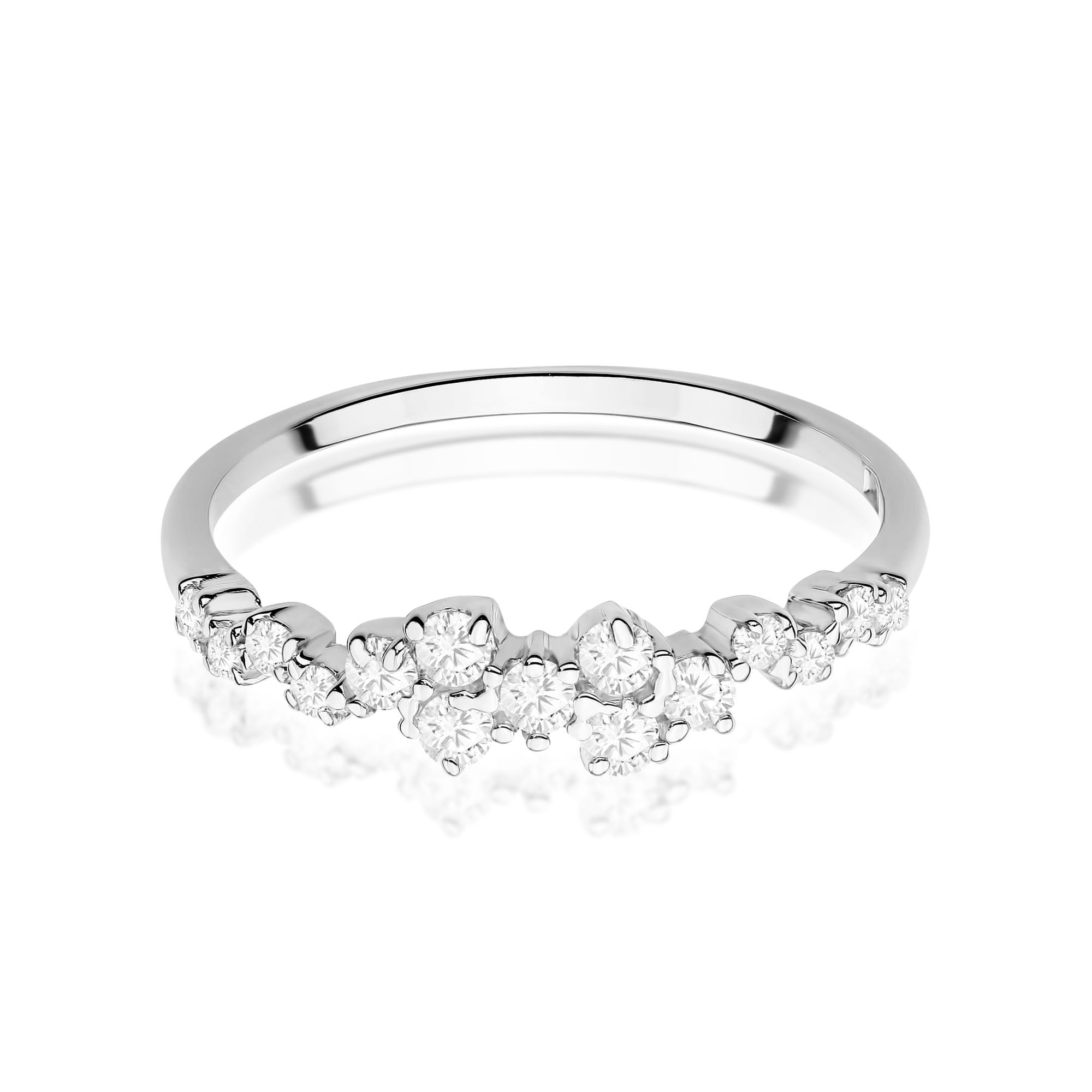 Prsteň W528 s diamantmi, biele zlato Au 585/1000 - 1
