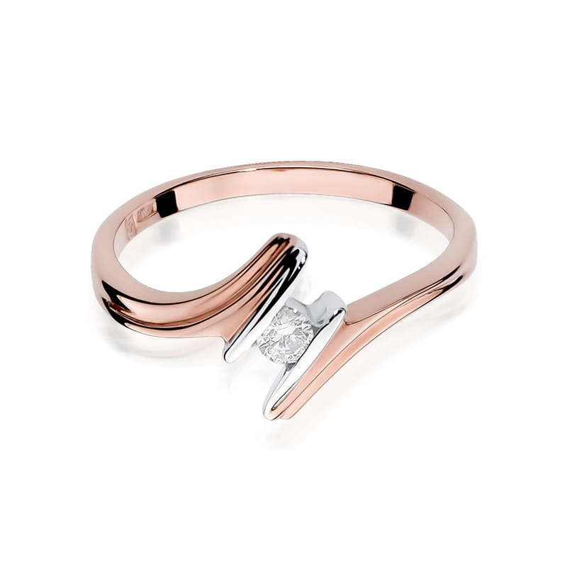 Prsteň W008 Diamant 0,08ct ružové zlato Au 585/1000 - 1