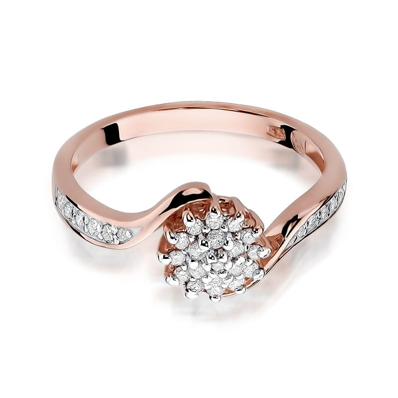 Prsteň W011 s diamantmi, ružové zlato Au 585/1000 - 1
