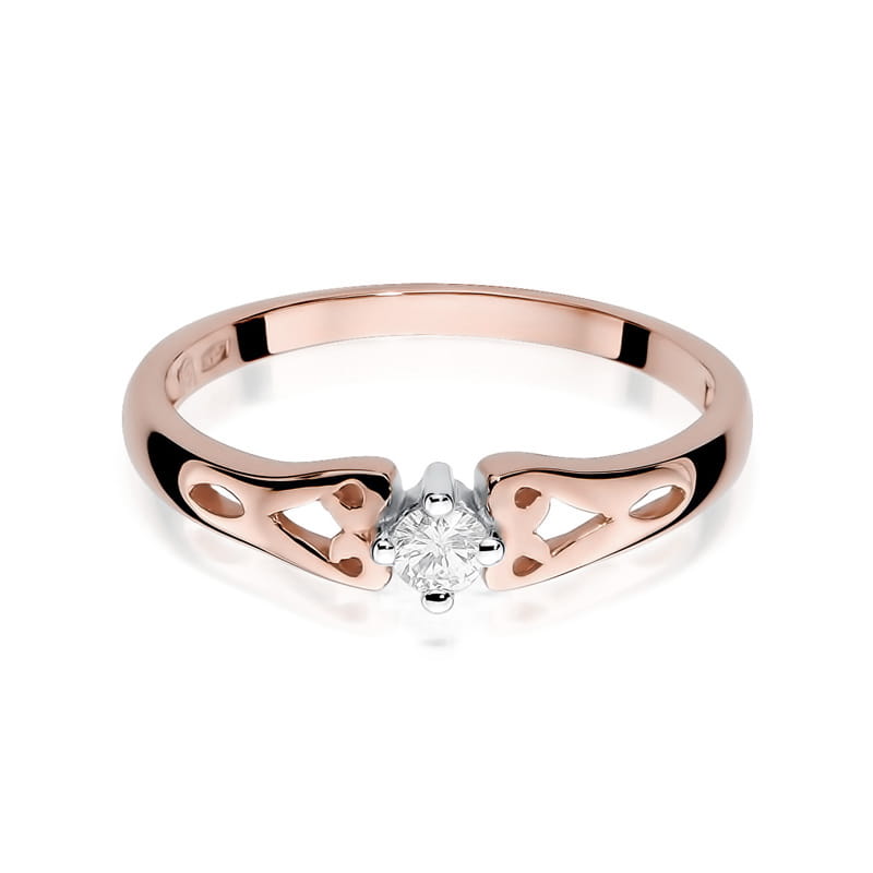 Prsteň W013 Diamant 0,10ct ružové zlato Au 585/1000 - 1