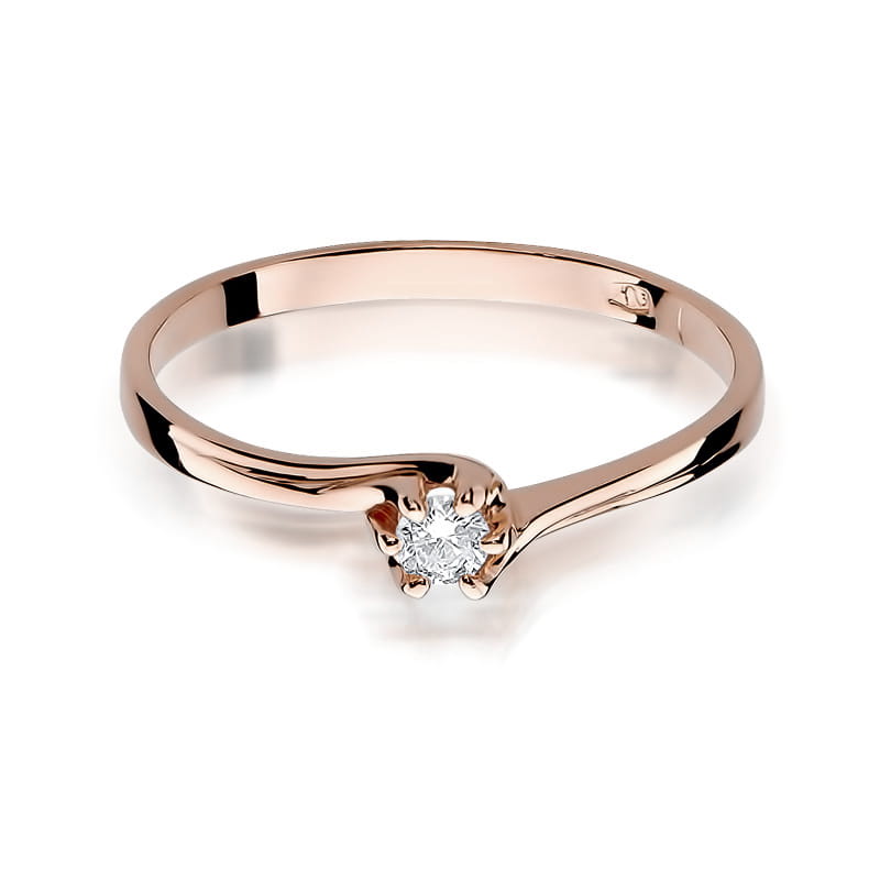 Prsteň W021 Diamant 0,10ct ružové zlato Au 585/1000 - 1