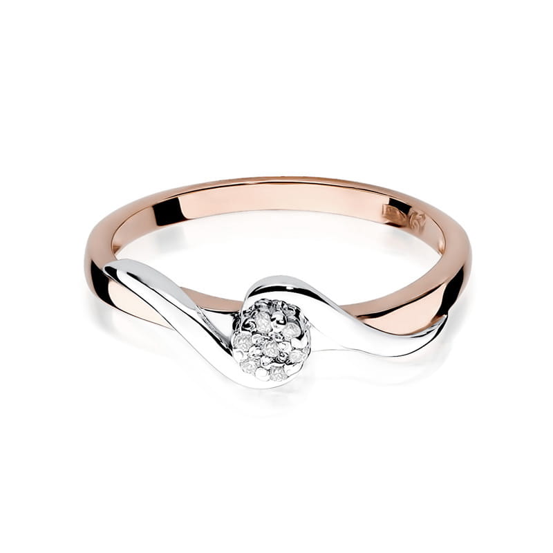Prsteň W022 Diamant 0,04ct ružové zlato Au 585/1000 - 1