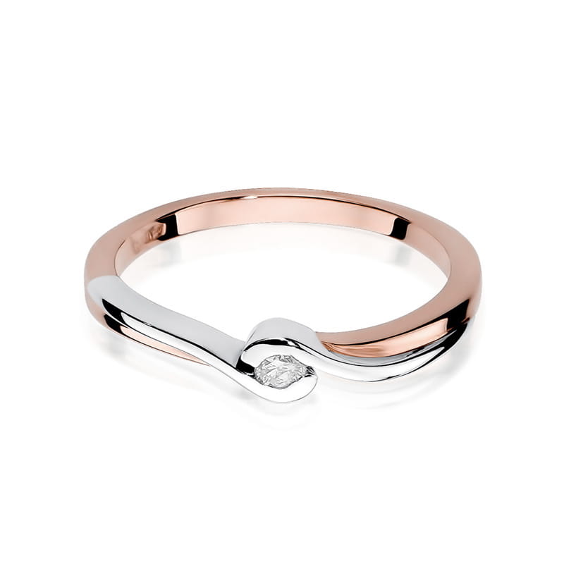 Prsteň W027 Diamant 0,05ct ružové zlato Au 585/1000 - 1