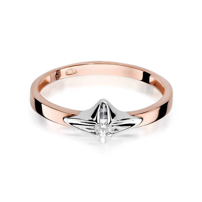 Prsteň W030 Diamant 0,05ct ružové zlato Au 585/1000 - 1