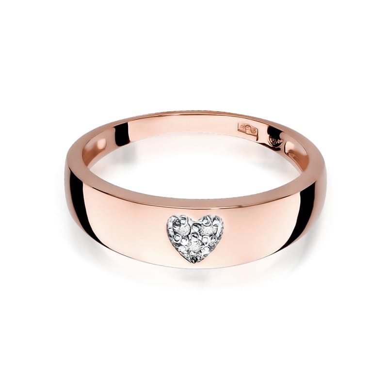 Prsteň W064 s diamantmi, ružové zlato Au 585/1000 - 1