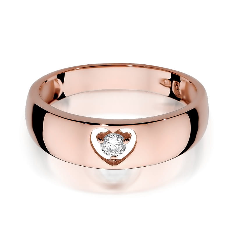 Prsteň W071 Diamant 0,10ct ružové zlato Au 585/1000 - 1