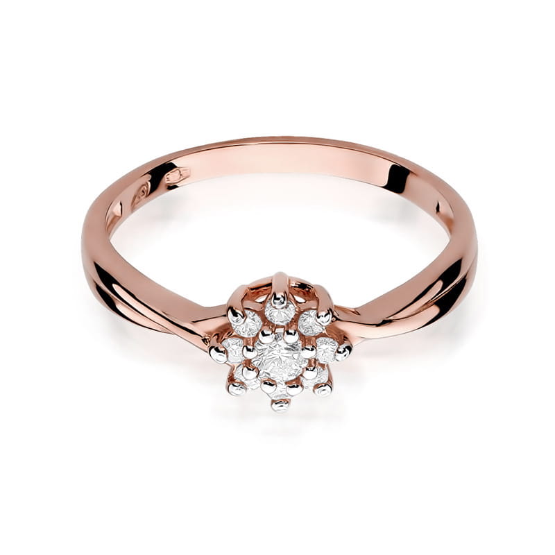 Prsteň W072 Diamant 0,10ct ružové zlato Au 585/1000 - 1