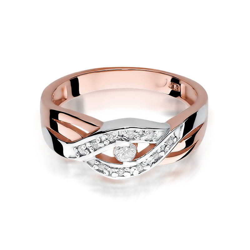 Prsteň W083 Diamant 0,05ct ružové zlato Au 585/1000 - 1