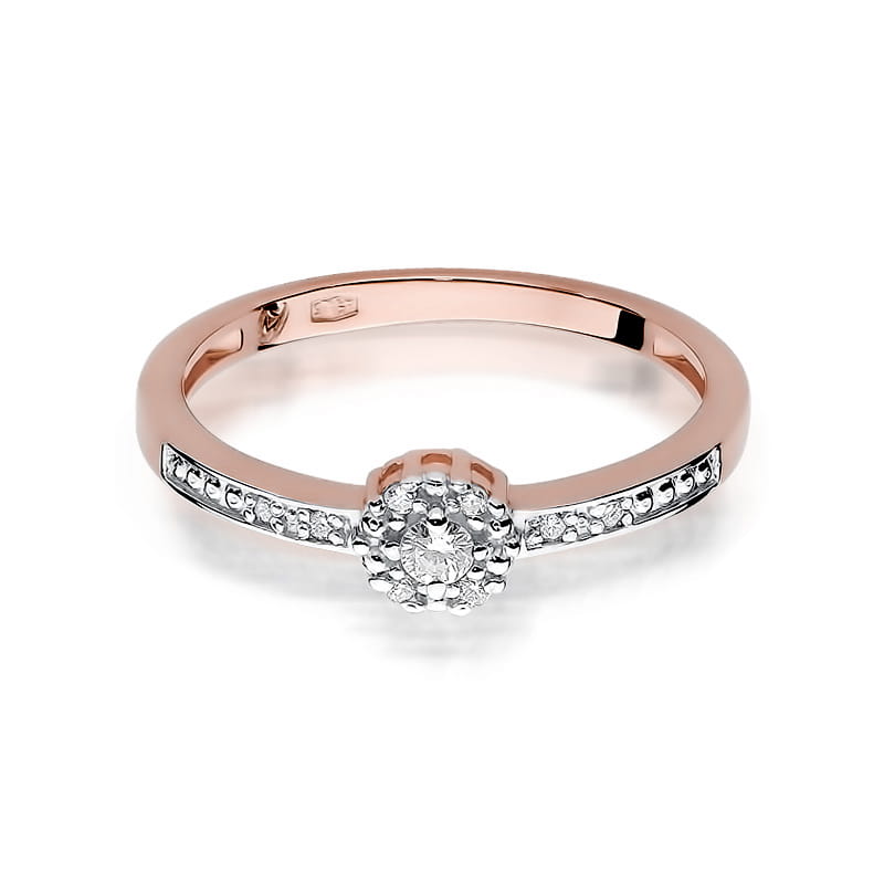 Prsteň W091 Diamant 0,02ct ružové zlato Au 585/1000 - 1