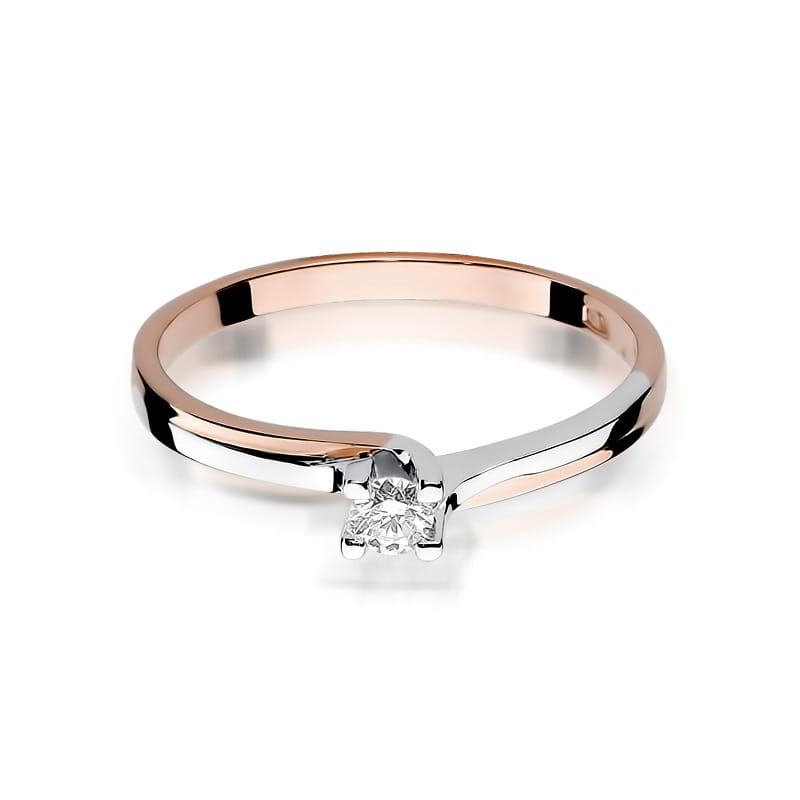 Prsteň W093 Diamant 0,08ct ružové zlato Au 585/1000 - 1