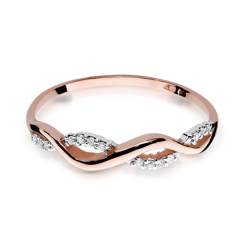 Prsteň W096 s diamantmi, ružové zlato Au 585/1000 - 1
