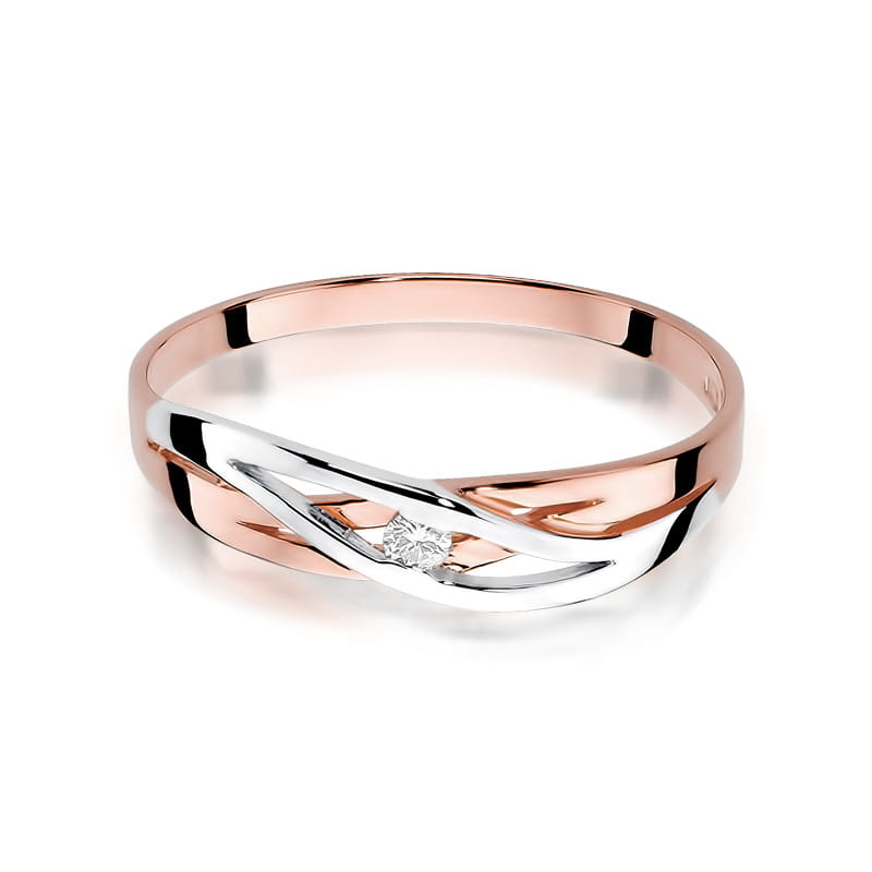 W156 Diamantový prsteň 0,05ct ružové zlato Au 585/1000 - 1