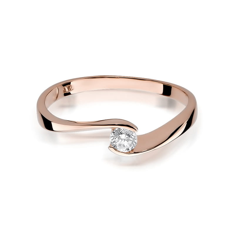 W160 Diamantový prsteň 0,13ct ružové zlato Au 585/1000 - 1