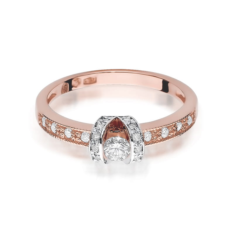 W162 Diamantový prsteň 0,10ct ružové zlato Au 585/1000 - 1