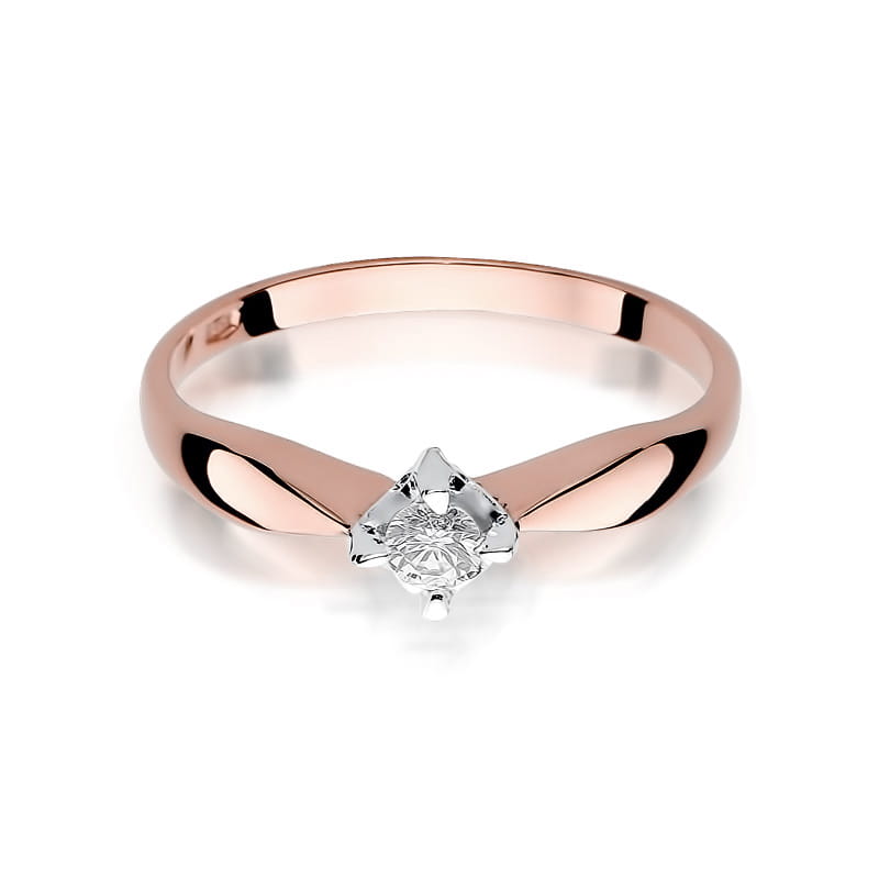 W171 Diamantový prsteň 0,12ct ružové zlato Au 585/1000 - 1