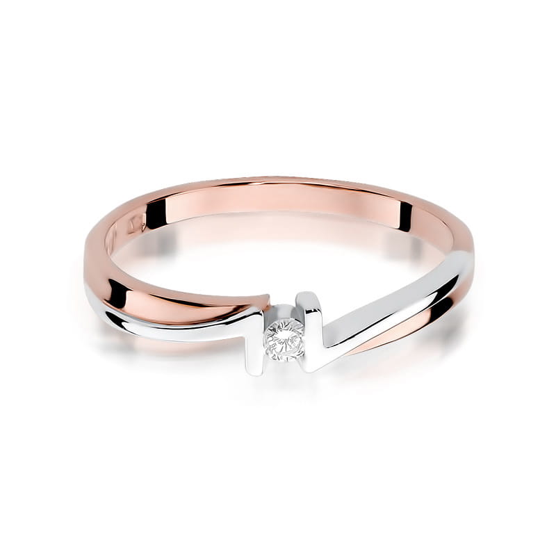 W204 Diamantový prsteň 0.04ct ružové zlato Au 585/1000 - 1