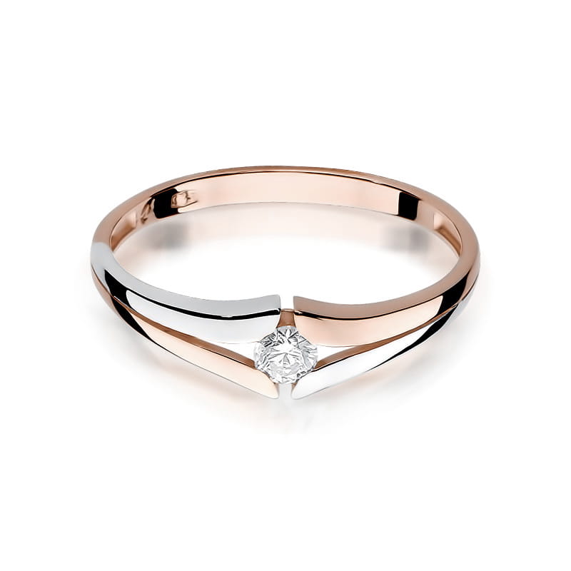 W207 Diamantový prsteň 0,08ct ružové zlato Au 585/1000 - 1