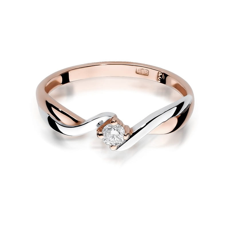W208 Diamantový prsteň 0.08ct ružové zlato Au 585/1000 - 1