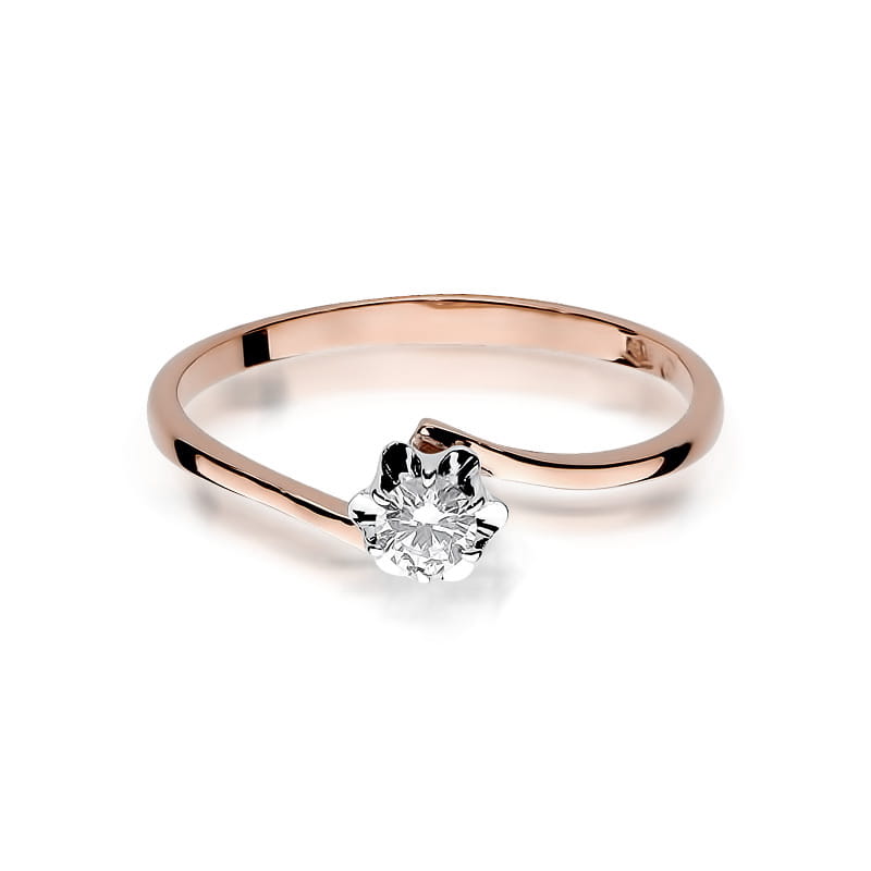 W232 Diamantový prsteň 0,08ct ružové zlato Au 585/1000 - 1