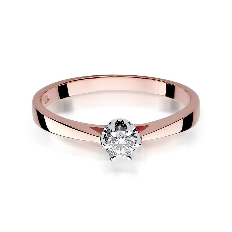 W295 Diamantový prsteň 0,12ct ružové zlato Au 585/1000 - 1