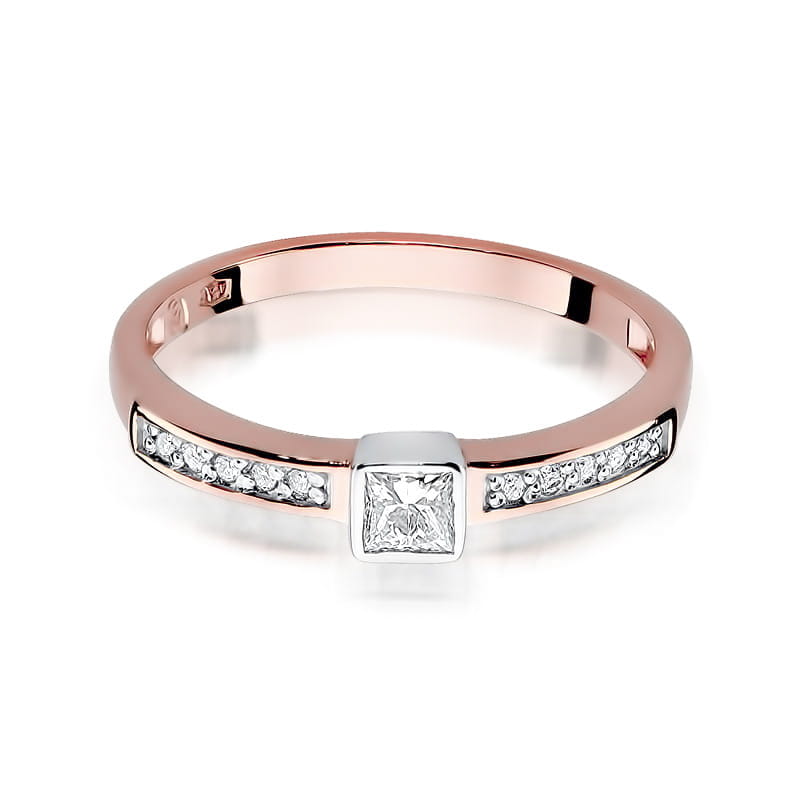 W327 Diamantový prsteň 0,15ct ružové zlato Au 585/1000 - 1