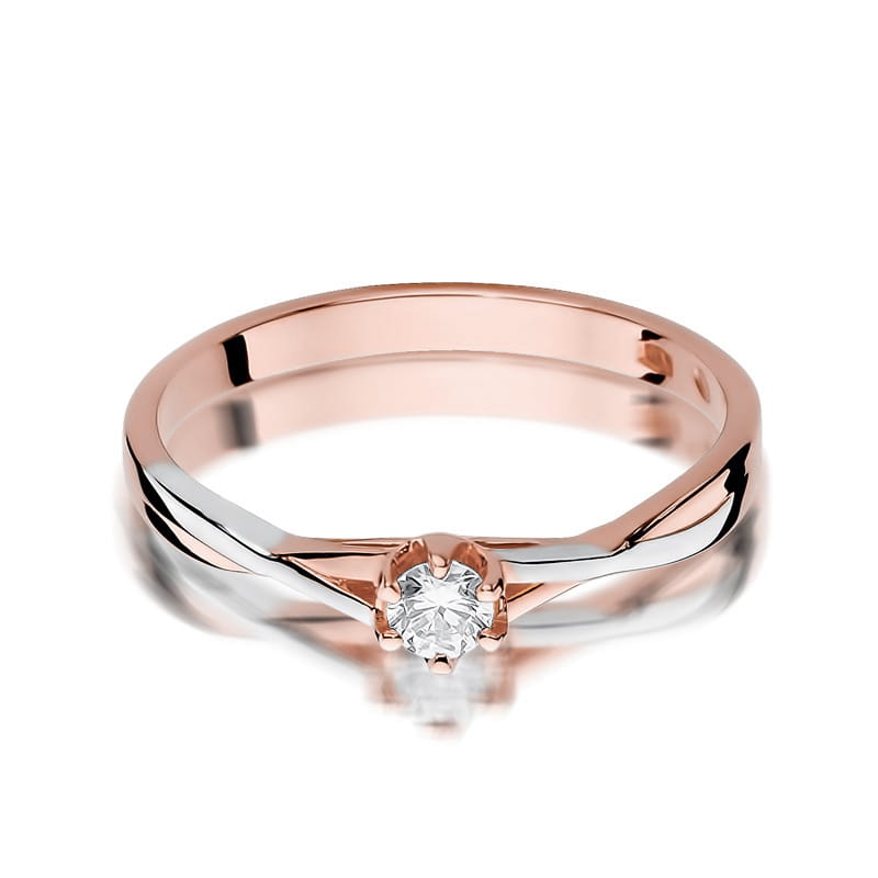 W340 Diamantový prsteň 0,12ct ružové zlato Au 585/1000 - 1