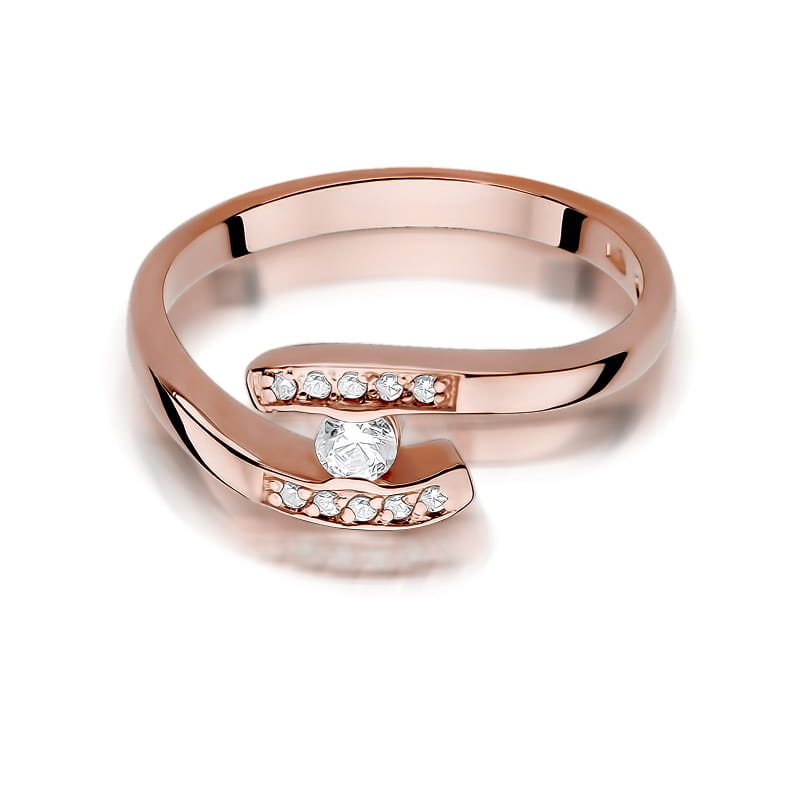 W372 Diamantový prsteň 0,10ct ružové zlato Au 585/1000 - 1