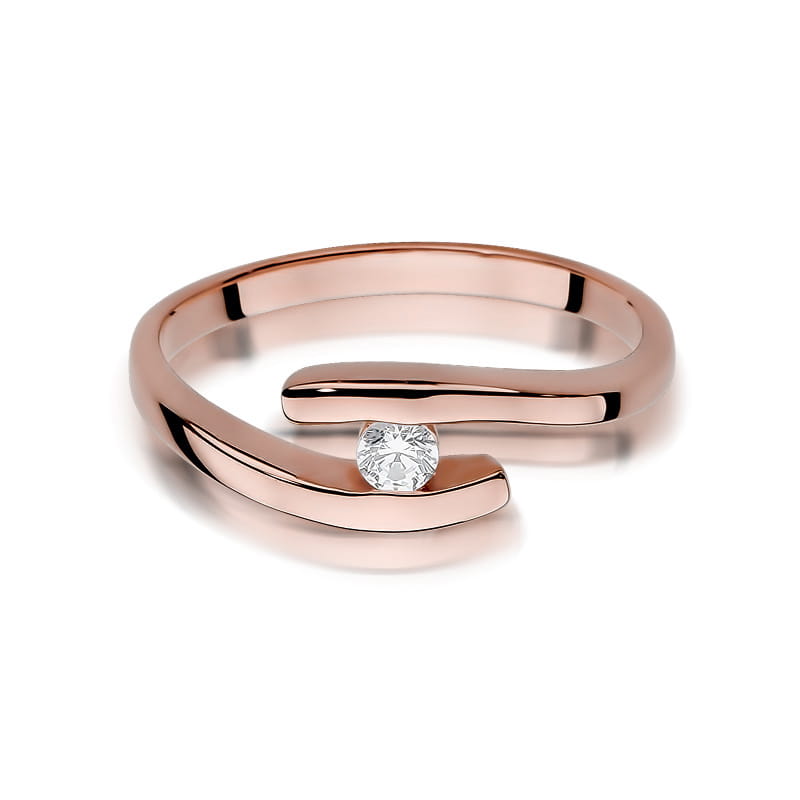 W373 Diamantový prsteň 0.09ct ružové zlato Au 585/1000 - 1