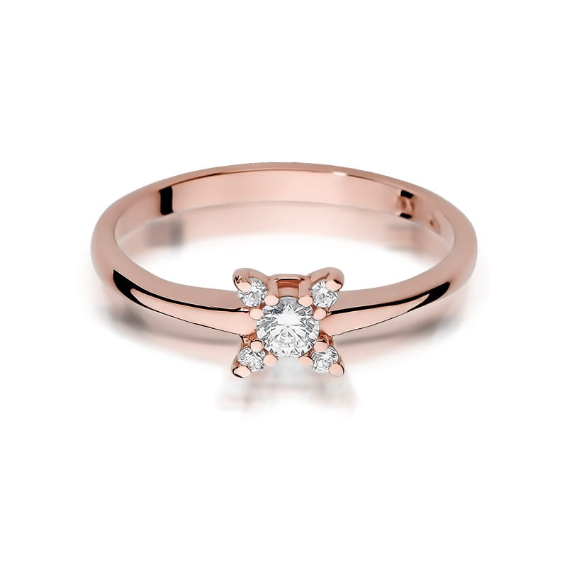 W376 Diamantový prsteň 0.13ct ružové zlato Au 585/1000 - 1