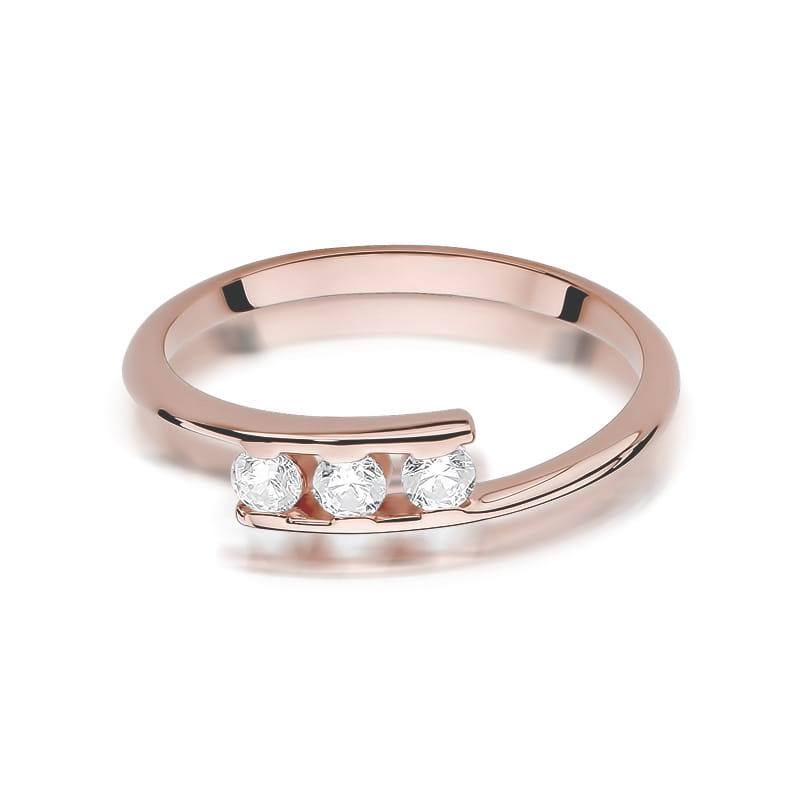 Prsteň W378 s diamantmi, ružové zlato Au 585/1000 - 1