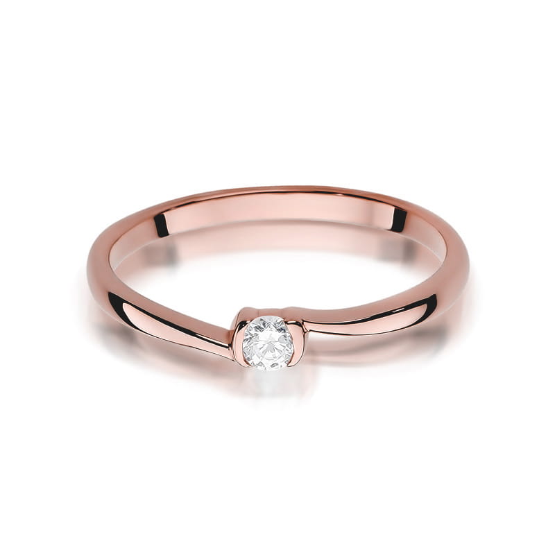 W380 Diamantový prsteň 0.09ct ružové zlato Au 585/1000 - 1