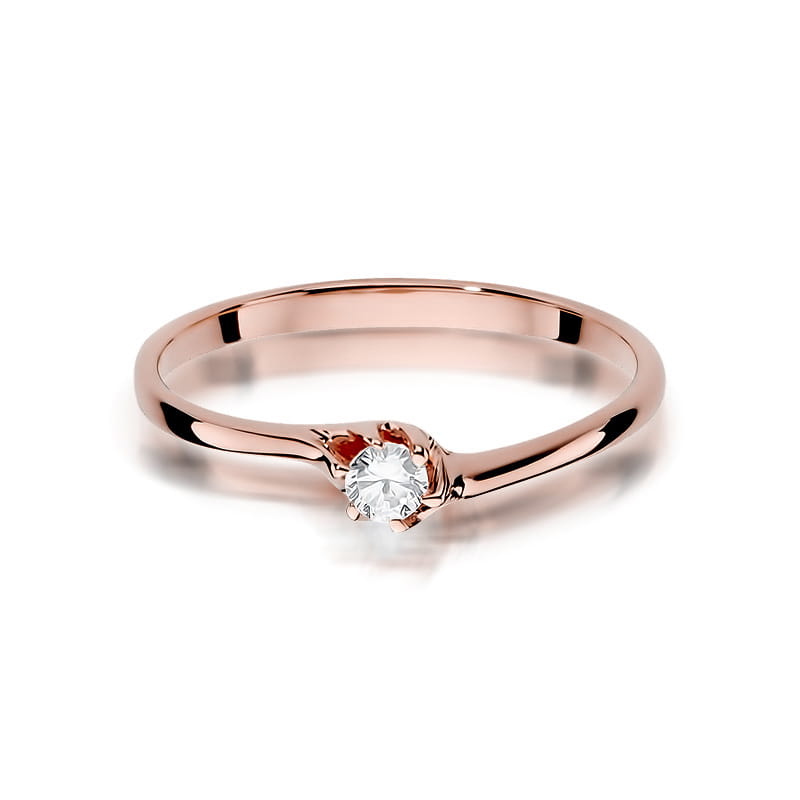 W383 Diamantový prsteň 0.09ct ružové zlato Au 585/1000 - 1