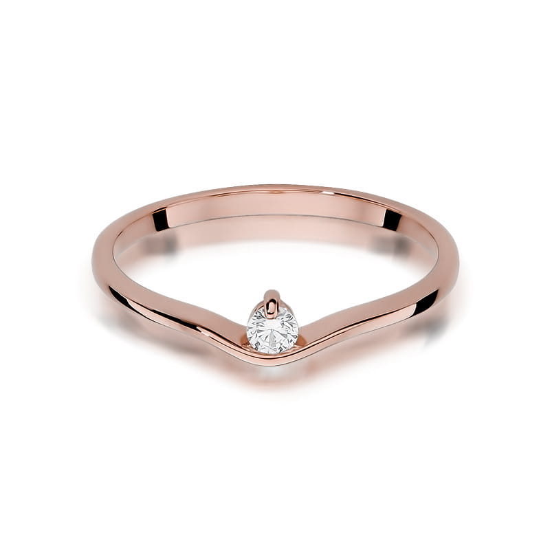 W385 Diamantový prsteň 0.09ct ružové zlato Au 585/1000 - 1