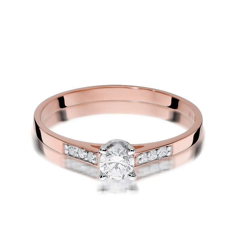 W399 Diamantový prsteň 0,15ct ružové zlato Au 585/1000 - 1