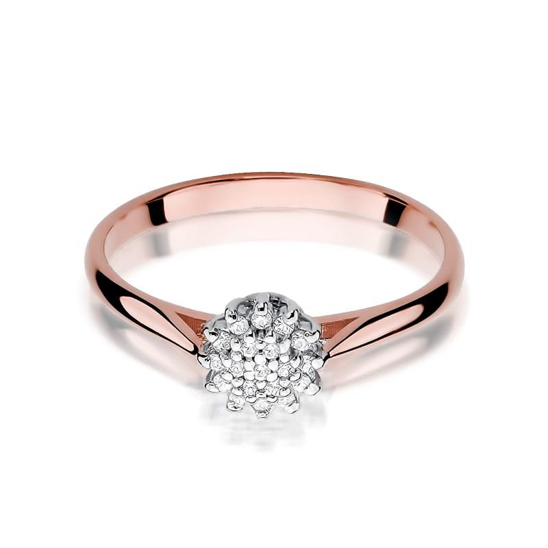 Prsteň W401 s diamantmi, ružové zlato Au 585/1000 - 1