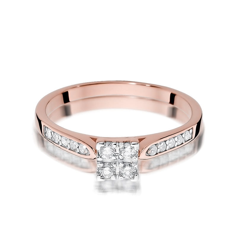 Prsteň W402 s diamantmi, ružové zlato Au 585/1000 - 1