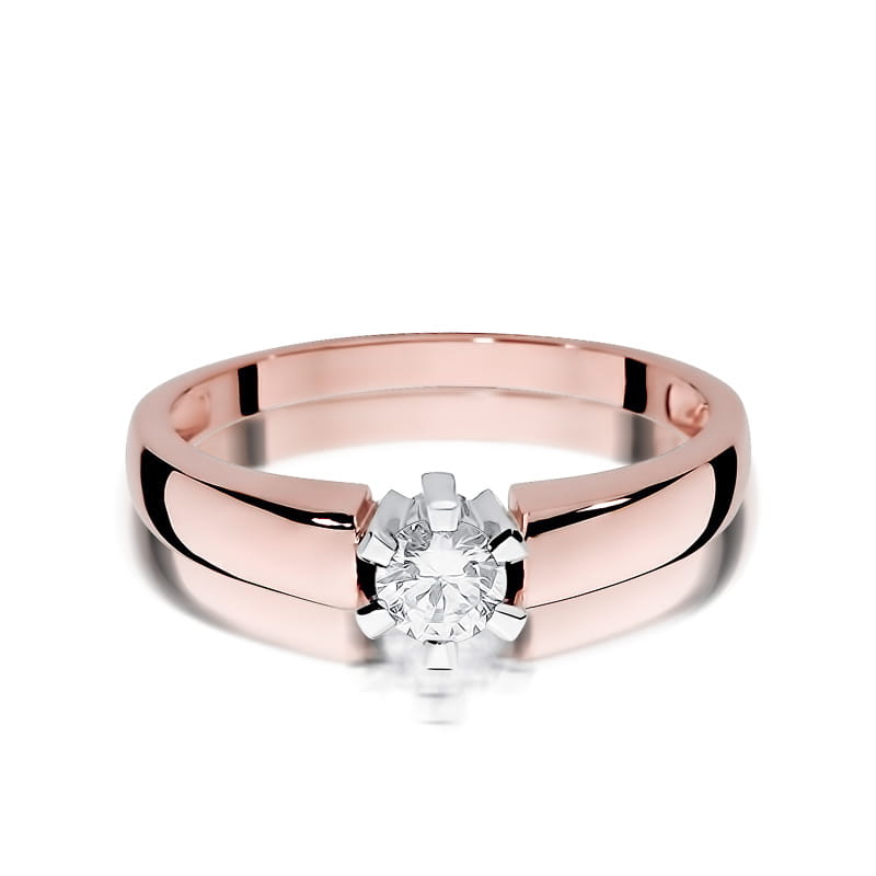 W405 Diamantový prsteň 0,23ct ružové zlato Au 585/1000 - 1