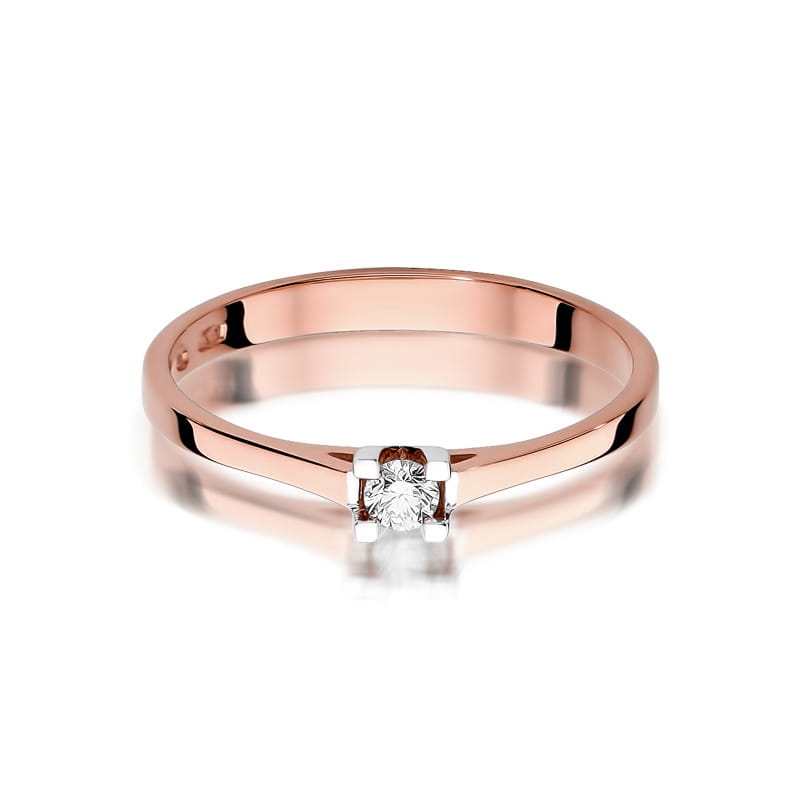 W407 Diamantový prsteň 0.09ct ružové zlato Au 585/1000 - 1