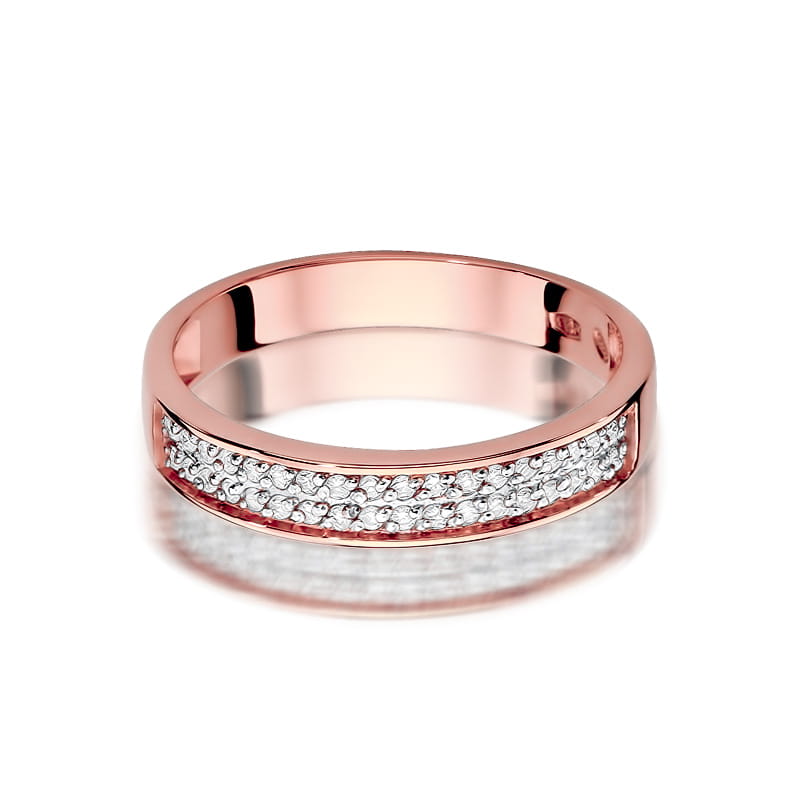 Prsteň W410 s diamantmi, ružové zlato Au 585/1000 - 1
