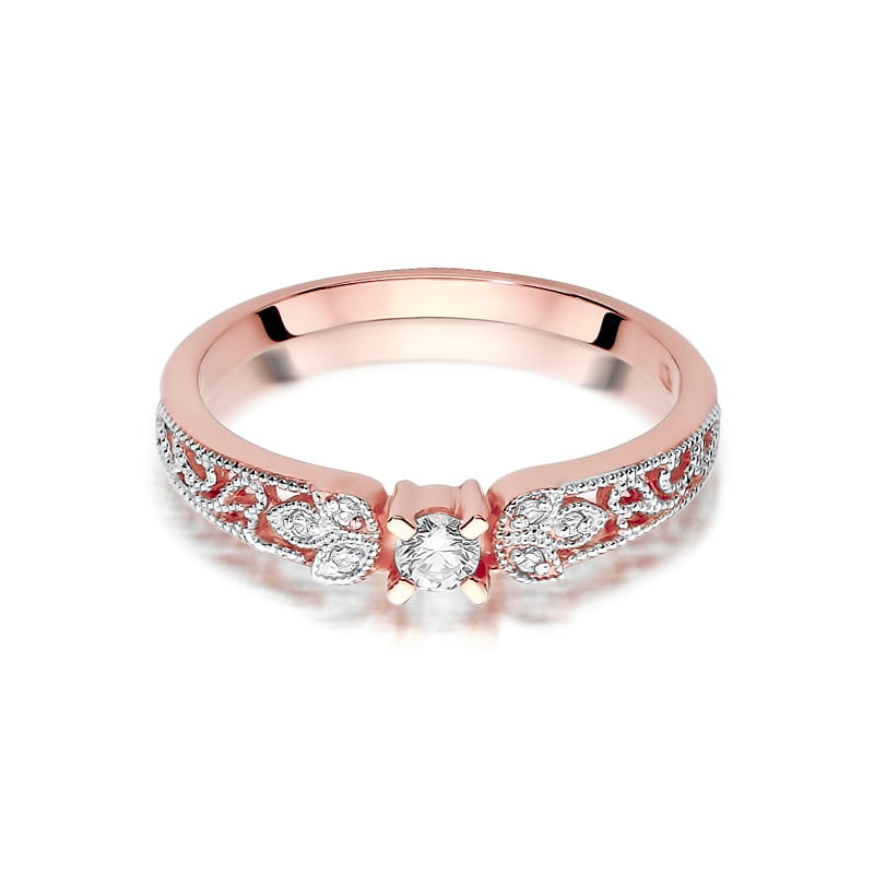 W411 Diamantový prsteň 0,10ct ružové zlato Au 585/1000 - 1
