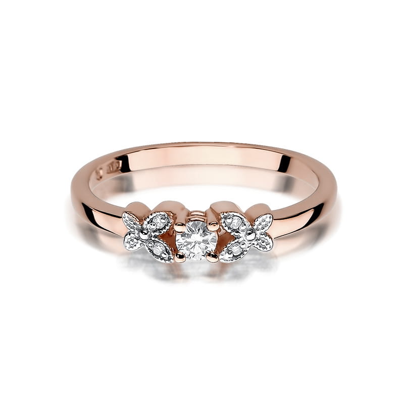W414 Diamantový prsteň 0,10ct ružové zlato Au 585/1000 - 1