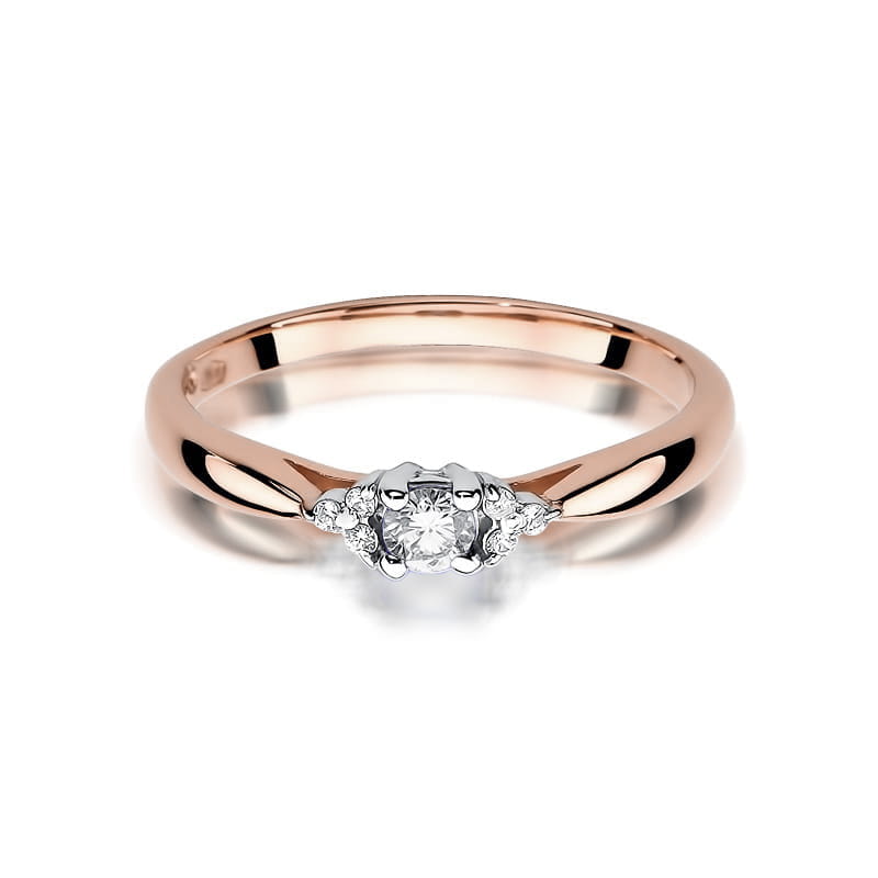 W428 Diamantový prsteň 0,10ct ružové zlato Au 585/1000 - 1