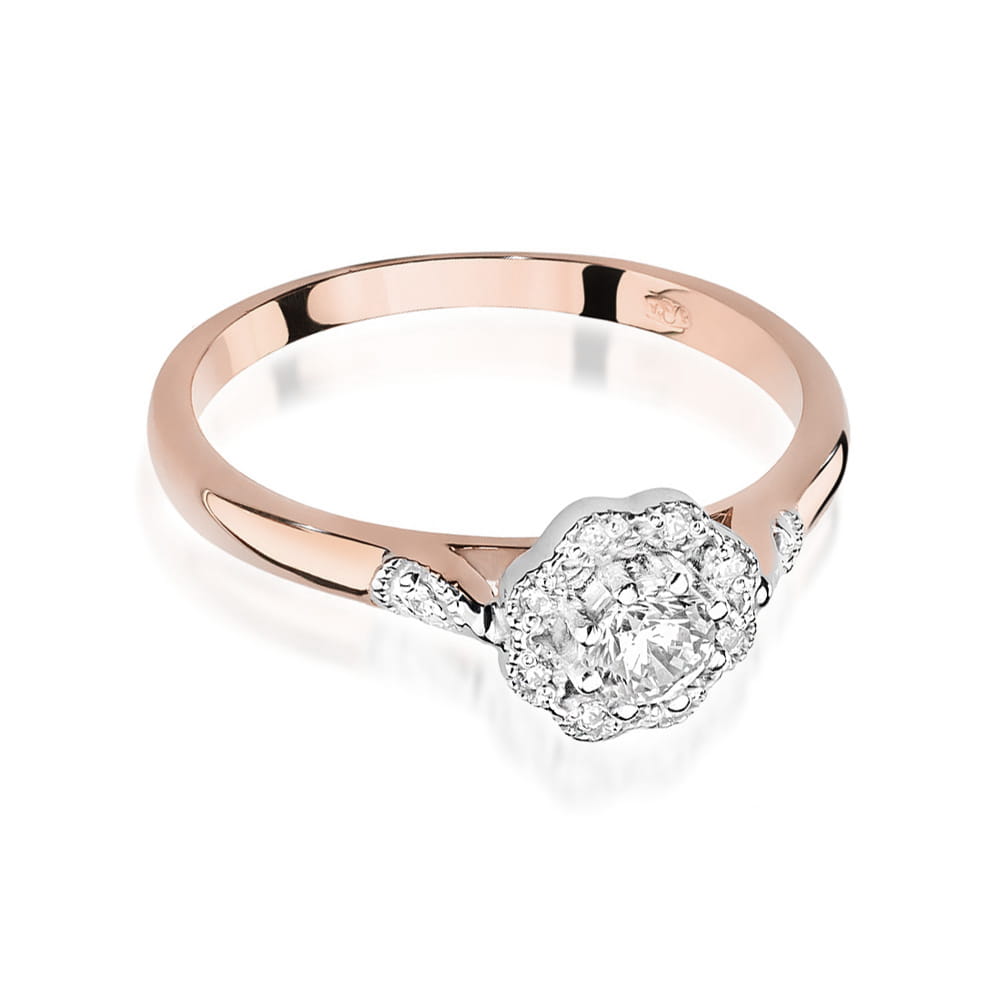 W434 Diamantový prsteň 0,23ct ružové zlato Au 585/1000 - 1