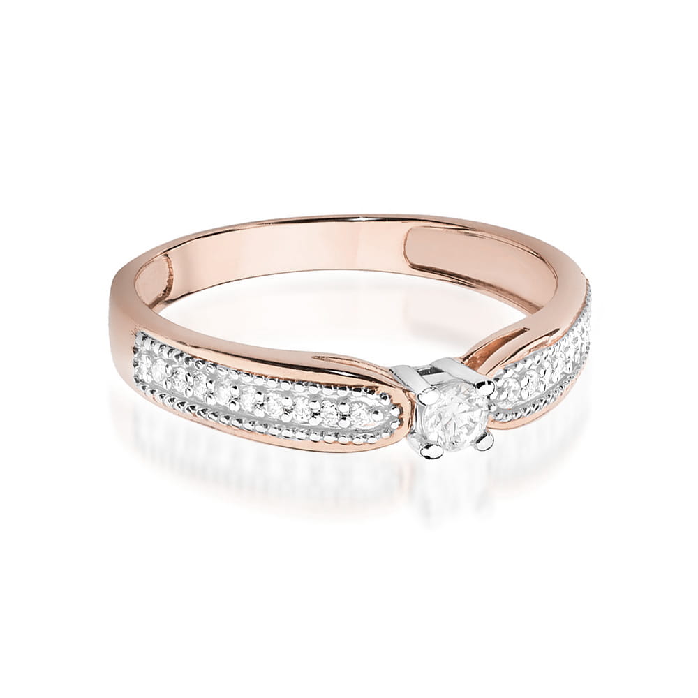 W449 Diamantový prsteň 0,08ct ružové zlato Au 585/1000 - 1