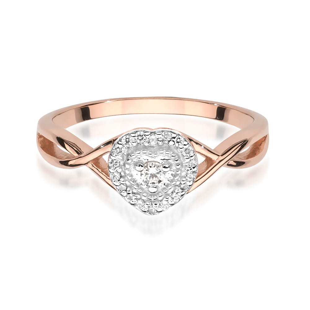W458 Diamantový prsteň 0.04ct ružové zlato Au 585/1000 - 1