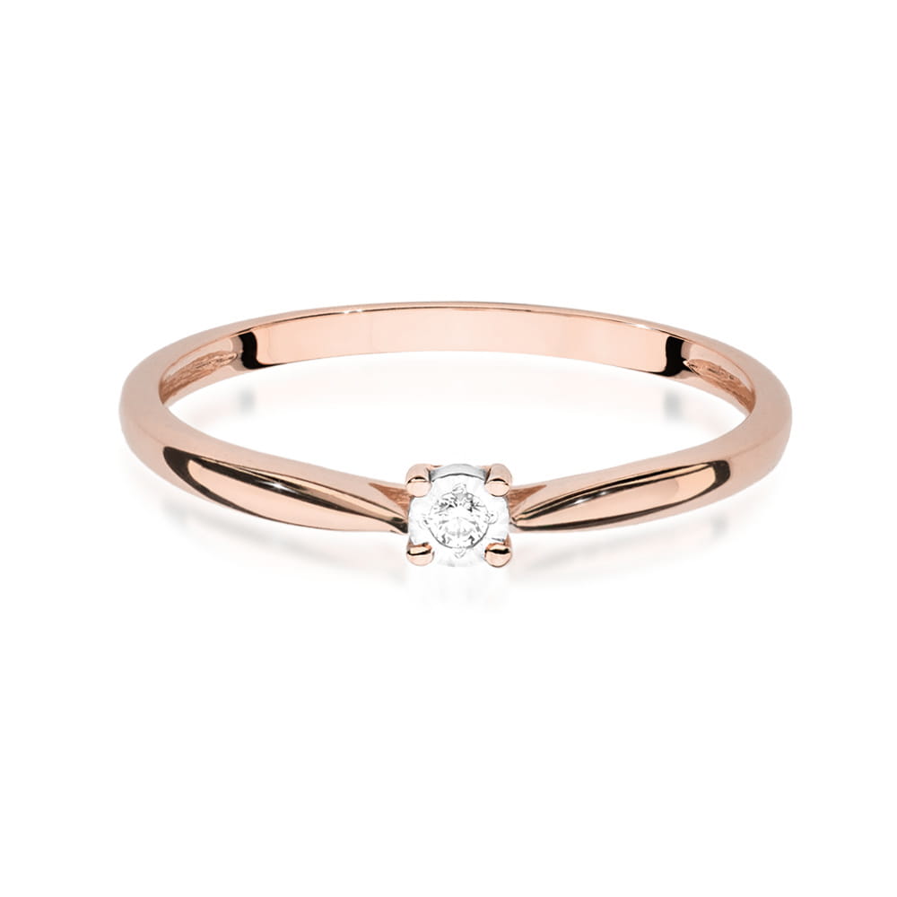 W461 Diamantový prsteň 0.01ct ružové zlato Au 585/1000 - 1