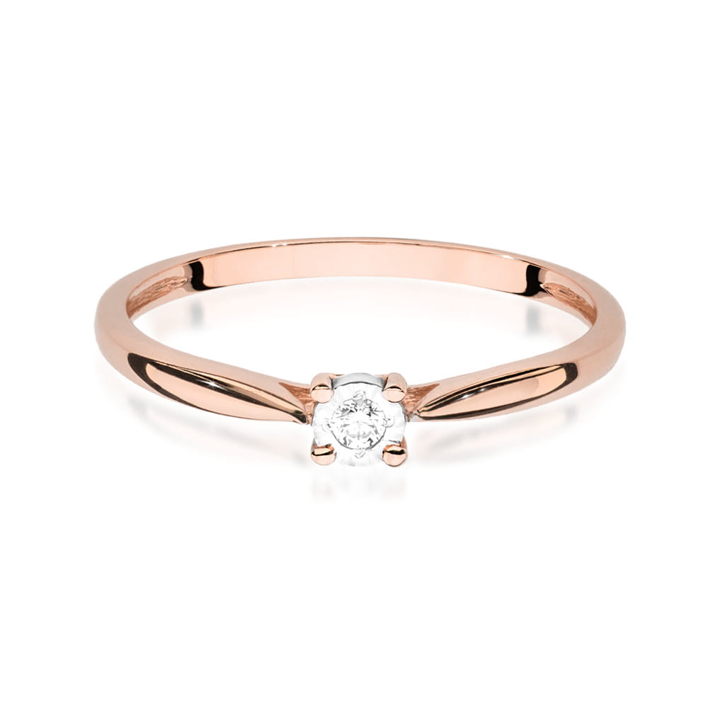 W461 Diamantový prsteň 0.03ct ružové zlato Au 585/1000 - 1