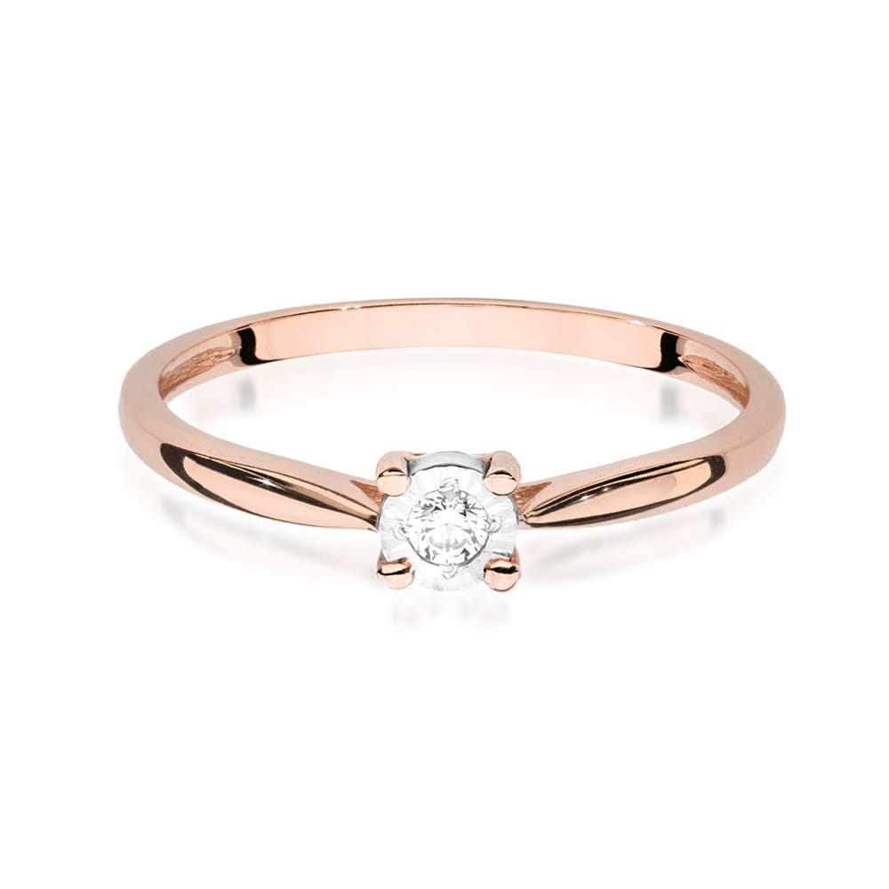 W461 Diamantový prsteň 0,08ct ružové zlato Au 585/1000 - 1