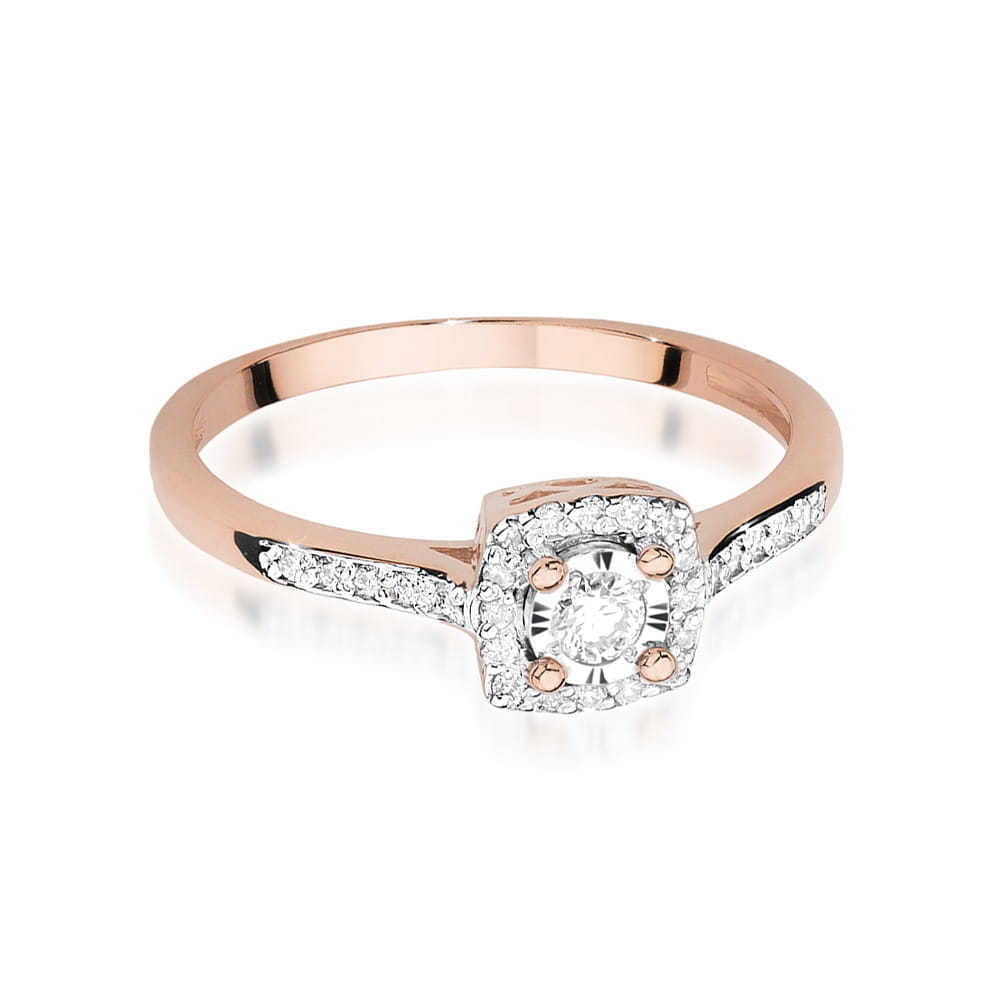 W462 Diamantový prsteň 0,08ct ružové zlato Au 585/1000 - 1